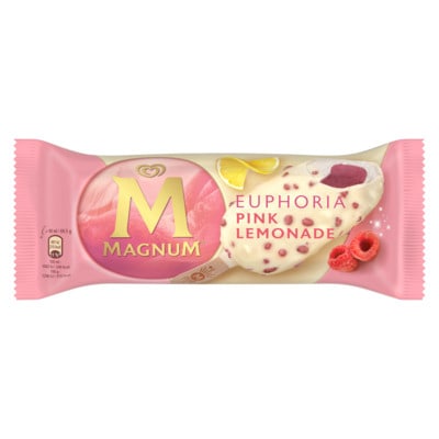 Magnum Euphoria 90ml - Introducing NEW Magnum Euphoria, the perfect treat for your pleasure-seeking customers. Indulge in creamy lemon ice cream wrapped around an intense, yet velvety core of sweet raspberry sorbet. Bite into the thick cracking Magnum white chocolate shell and let your taste buds come alive with exciting bursts of raspberry crunch and popping candy.